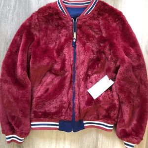 Small burgundy reversible bomber